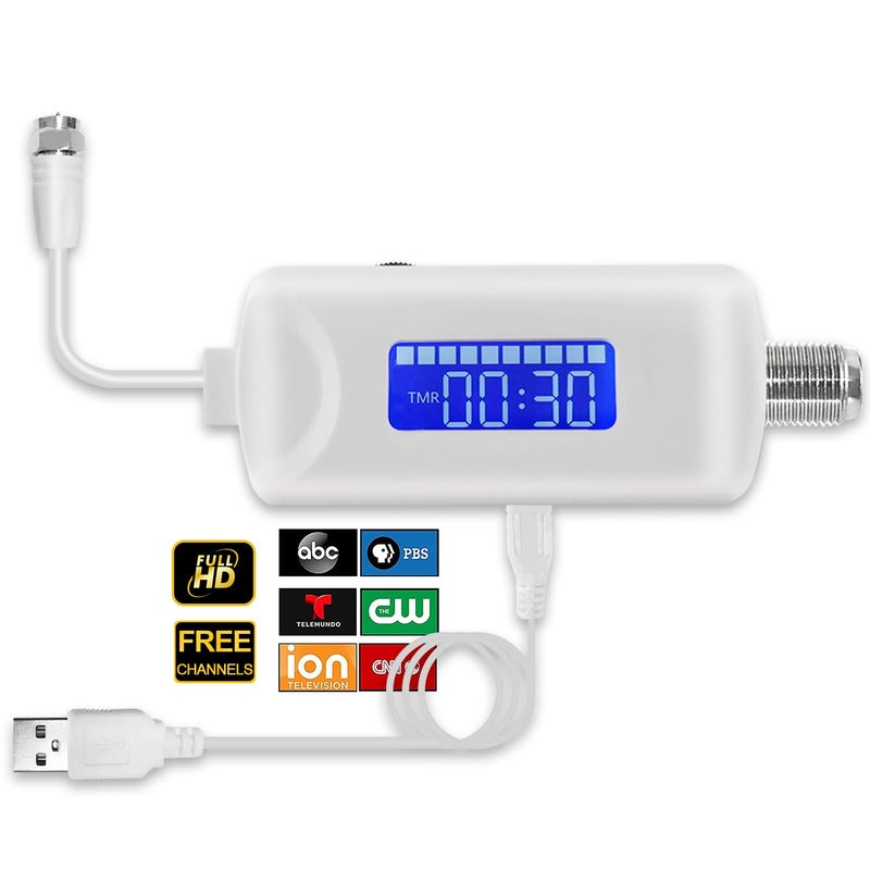 HIDB TV Antenna Amplifier Signal Booster, 25dBi High Gain Amplifier for 4K/1080p TVs, Low Noise, Adjustable Gain & Timer, USB Powered, Digital Signal Amplifier Boosts Weak Signals, Works with Smart TVs - Image 1